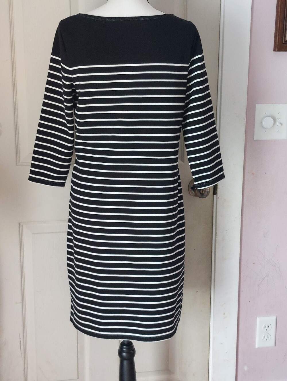 Max Studio Black White Colorblock Striped Dress Size Medium - Picture 6 of 9